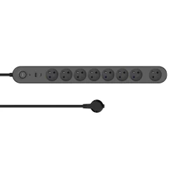Multiprise 8 prises + 2 USB Jacobsen 1.5 m noir