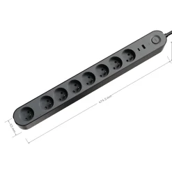 Multiprise 8 prises + 2 USB Jacobsen 1.5 m noir