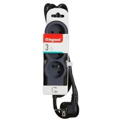 Multiprise 3 prises Legrand noir et gris 3 m