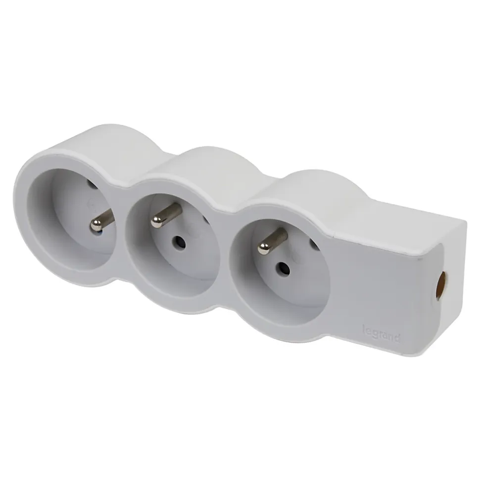 Multiprise 3 prises Legrand blanc et gris