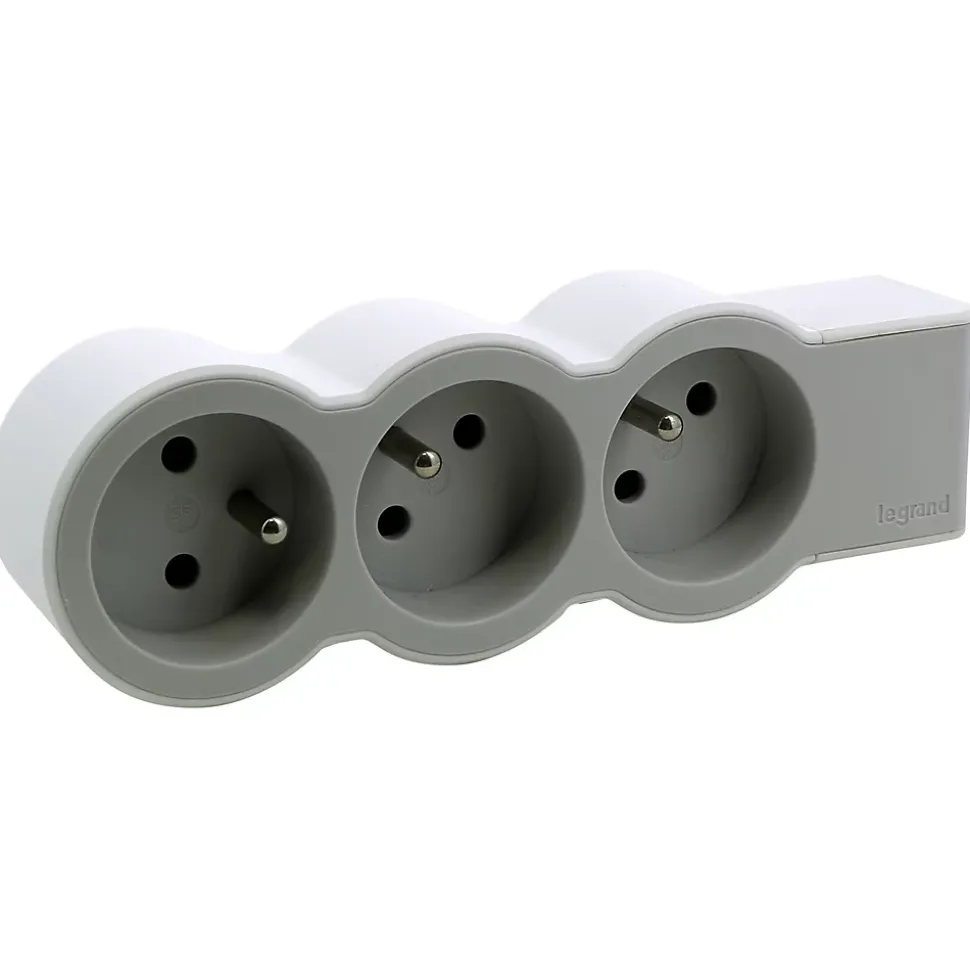 Multiprise 3 prises Legrand blanc et gris