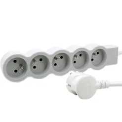 Multiprise 5 prises Legrand blanc et gris 3 m