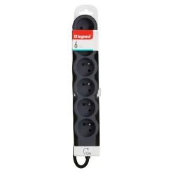 Multiprise 6 prises Legrand noir et gris 1.5 m