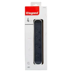 Multiprise 4 prises rotative à fixer Legrand blanc et gris 3 m