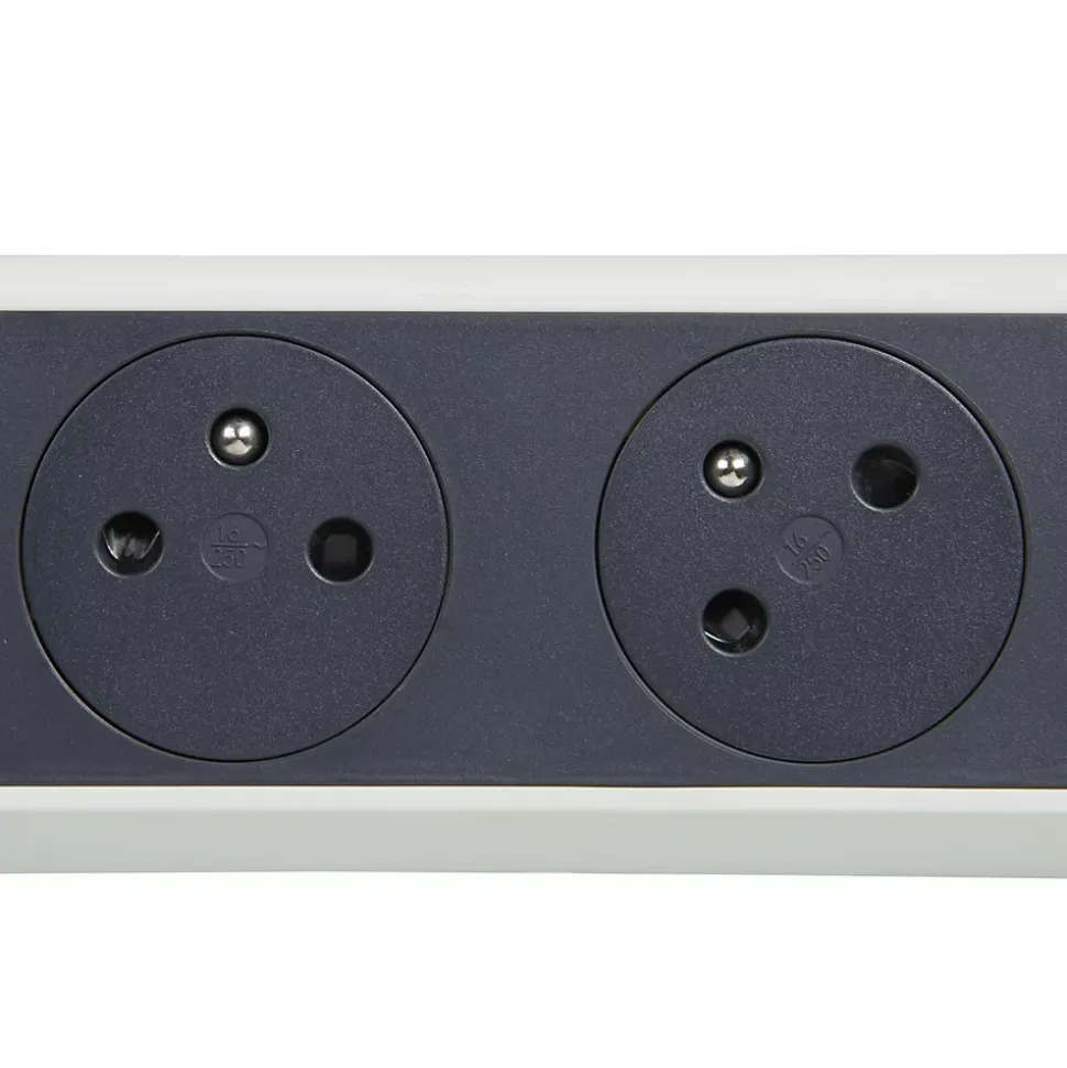Multiprise 6 prises rotative à fixer Legrand blanc et gris 3 m