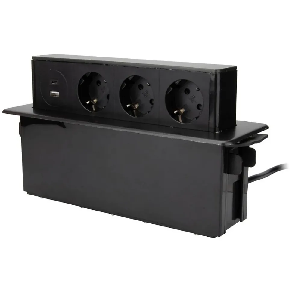 Multiprise 3 prises Schuko + 2USB Zenitech