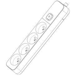 Multiprise avec interrupteur 4 prises 2 pôles + terre à câbler