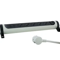 Multiprise avec interrupteur 6 prises rotative à fixer Legrand blanc et gris 1.5 m