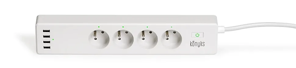 Multiprise connectée Wi-Fi 4 prises 220V + 4 USB 1.8m Konyks