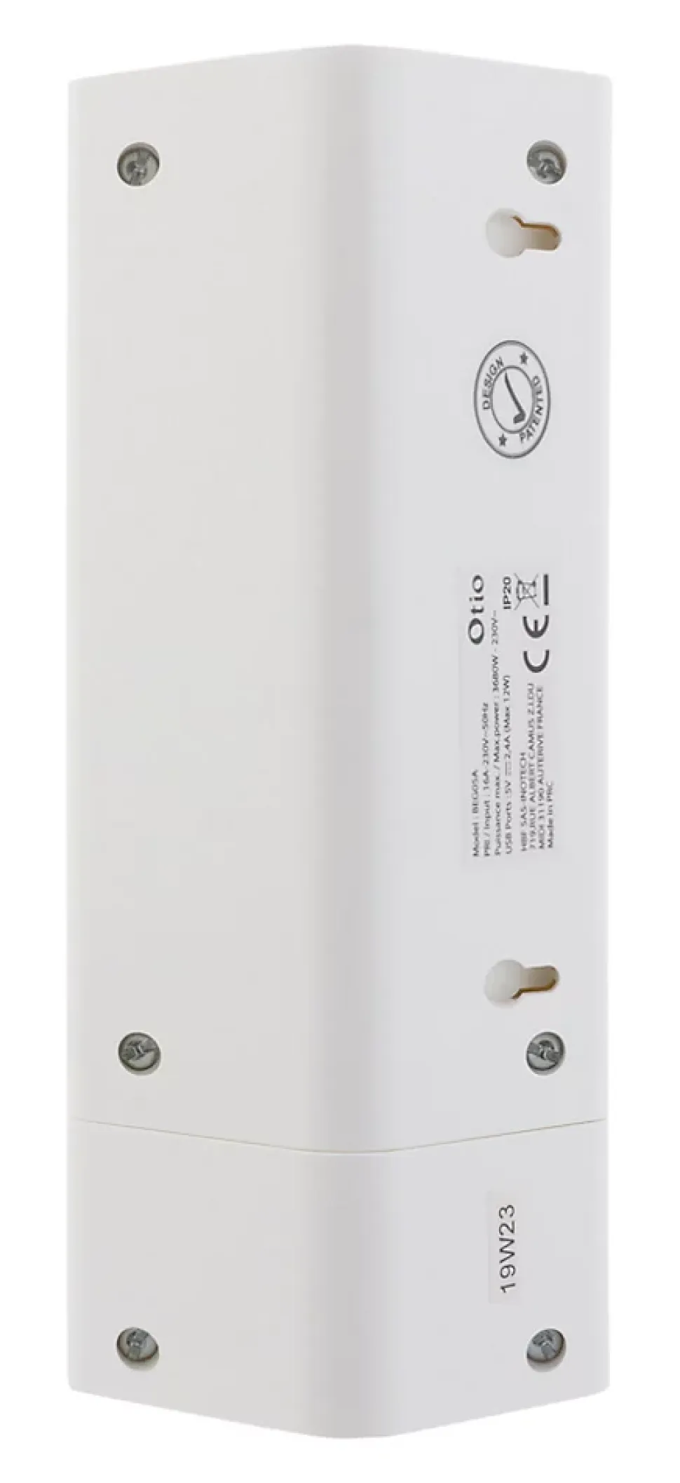 Multiprise d'angle 2P 16A + 2 USB à câbler - Blanc - Otio