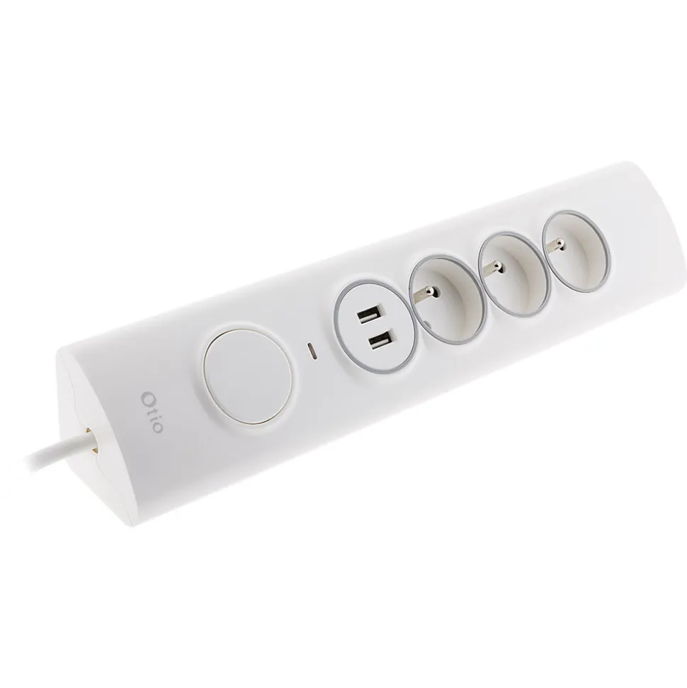 Multiprise d'angle parafoudre 3 prises + 2 USB