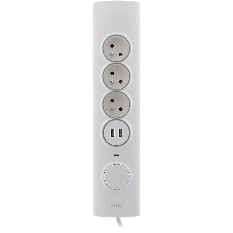 Multiprise d'angle parafoudre 3 prises + 2 USB