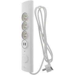 Multiprise d'angle parafoudre 3 prises + 2 USB