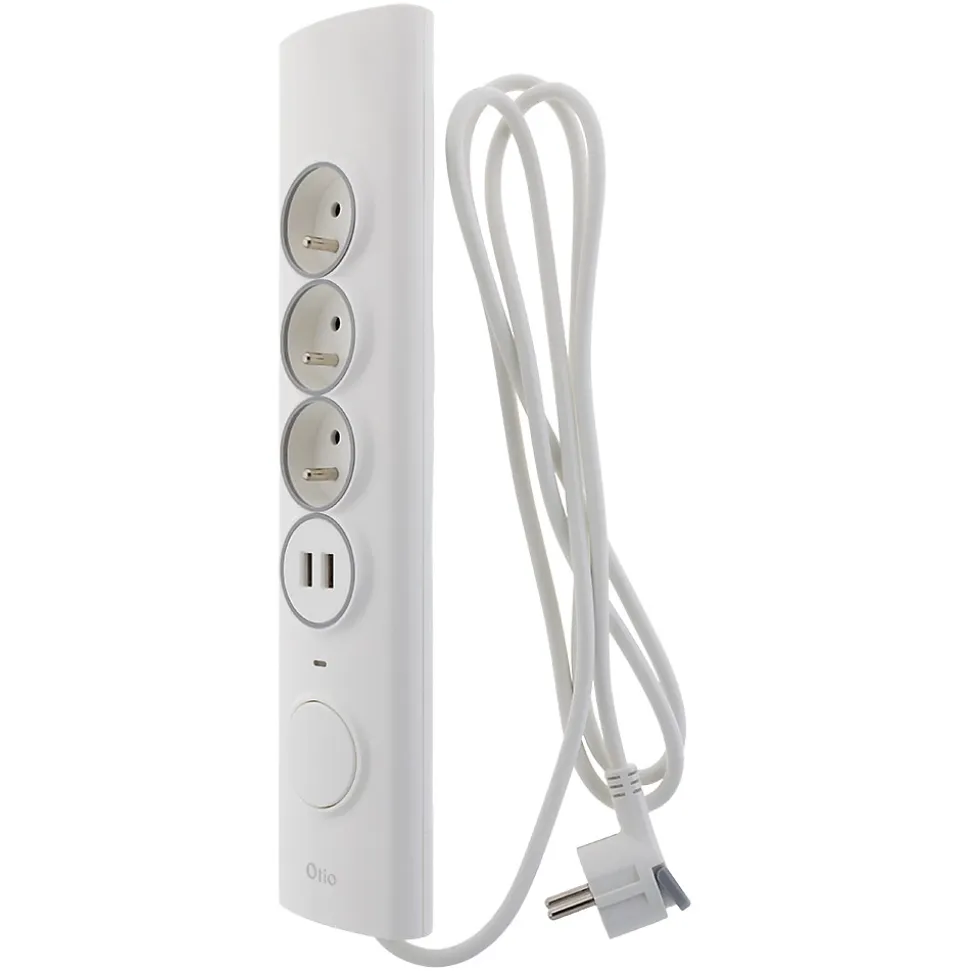 Multiprise d'angle parafoudre 3 prises + 2 USB