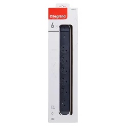 Multiprise parafoudre 6 prises Legrand blanc et gris 1.5 m