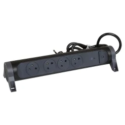 Multiprise parafoudre avec interrupteur 4 prises Legrand noir et gris 1.5 m