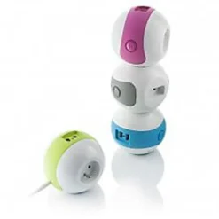 Multiprise Watt & Co Wattball 2x 16A + 1 x 6A + 2 x USB 2.1A blanc et gris