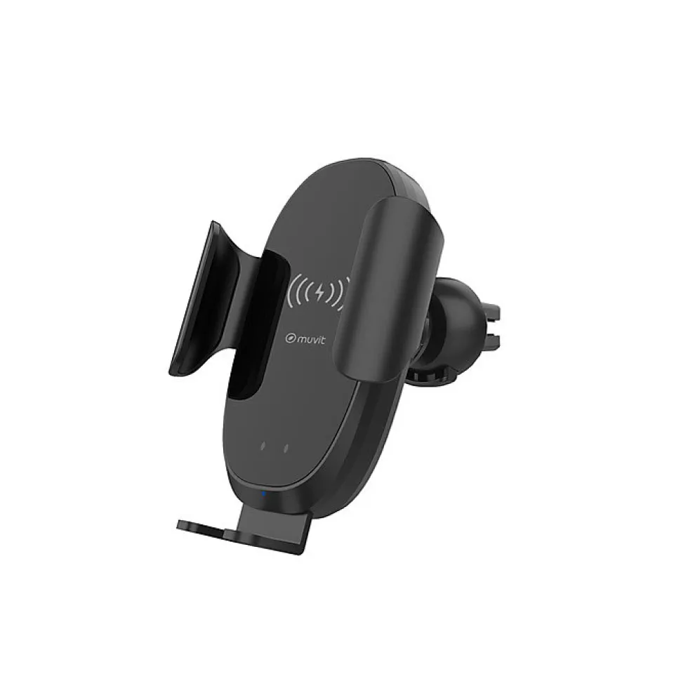 Muvit Support Voiture Chargeur Induction Qi 15W avec Capteur Infrarouge et Câble USB-C Noir