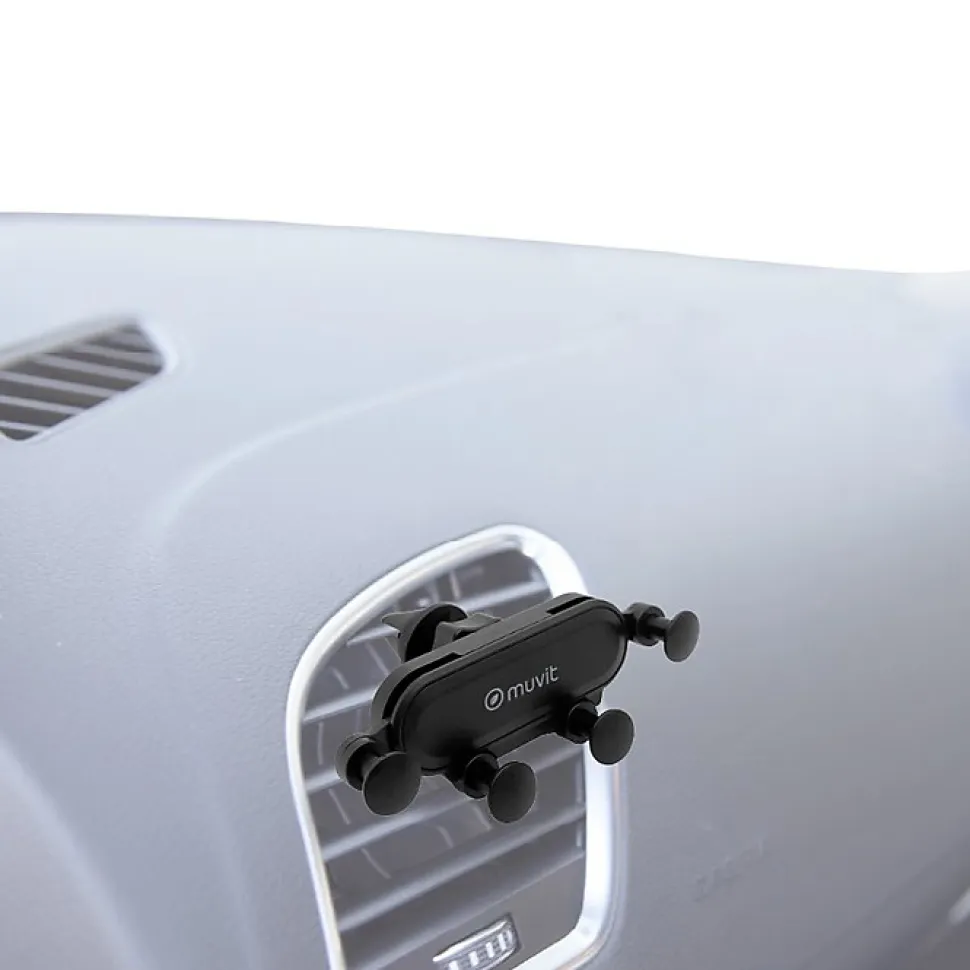 Muvit Support Voiture Universel Gravity Rotatif à 360 Fixation sur Grille d'aération Noir