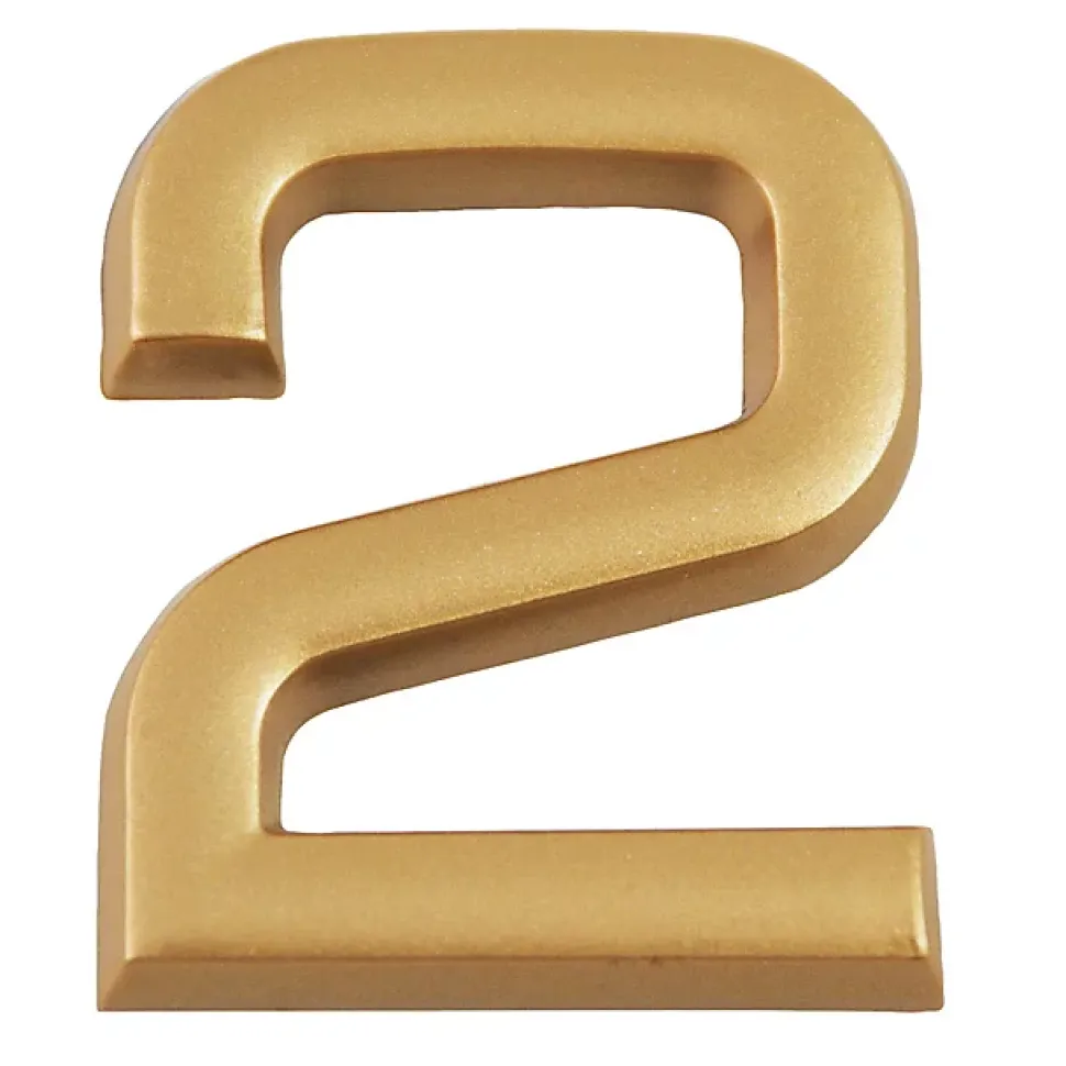 N° de maison - marquage 2 - en PVC - couleur or - autocollant - hauteur 3,7 cm - Chapuis LD3702