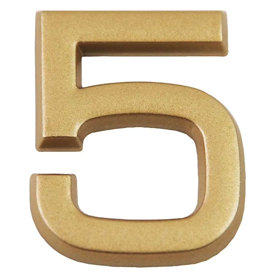 N° de maison - marquage 5 - en PVC - couleur or - autocollant - hauteur 3,7 cm - Chapuis LD3705