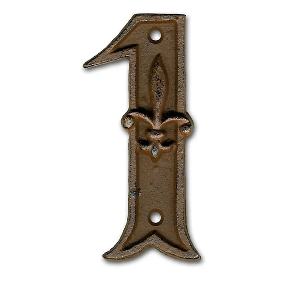 N° de maison - marquage 1 - en fonte - couleur marron - à visser - hauteur 12 cm - Chapuis DB62-1
