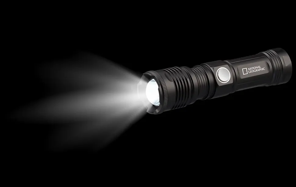 National Geographic Lampe torche LED 1000lm Zoom Focus batterie USB aimant extérieur camping