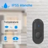 Noir Sonnette de Porte sans Fil 300M Étanche Carillon Electronique avec Récepteur Enfichable pour la Maison 55 Mélodies LED