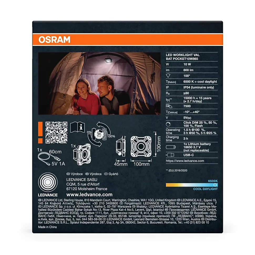 OSRAM Lampe de travail LED Value Pocket 10 W à piles