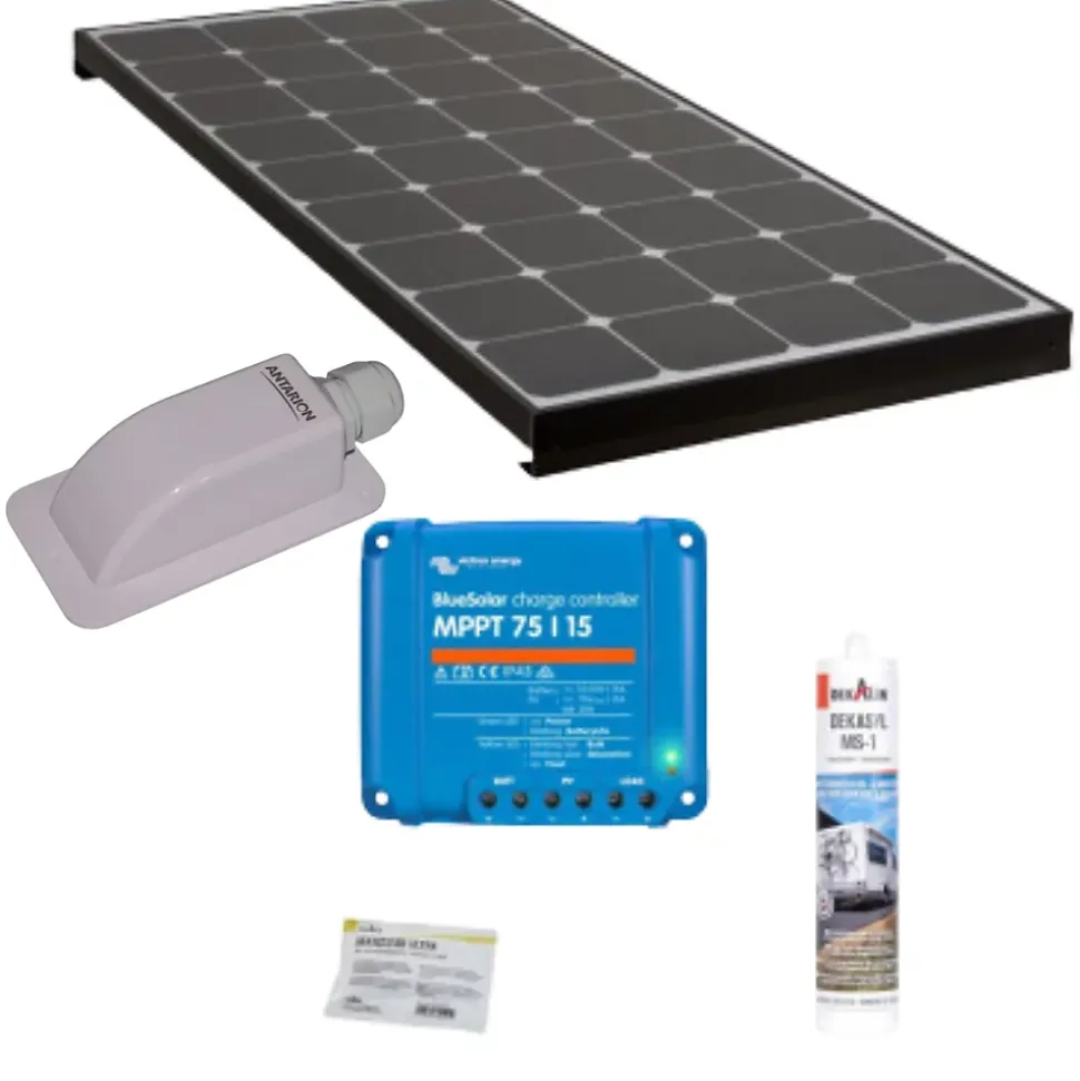 Pack BLACK BOOSTER Panneau Solaire 120W + Régulateur solaire VICTRON 220W 15A ANTARION