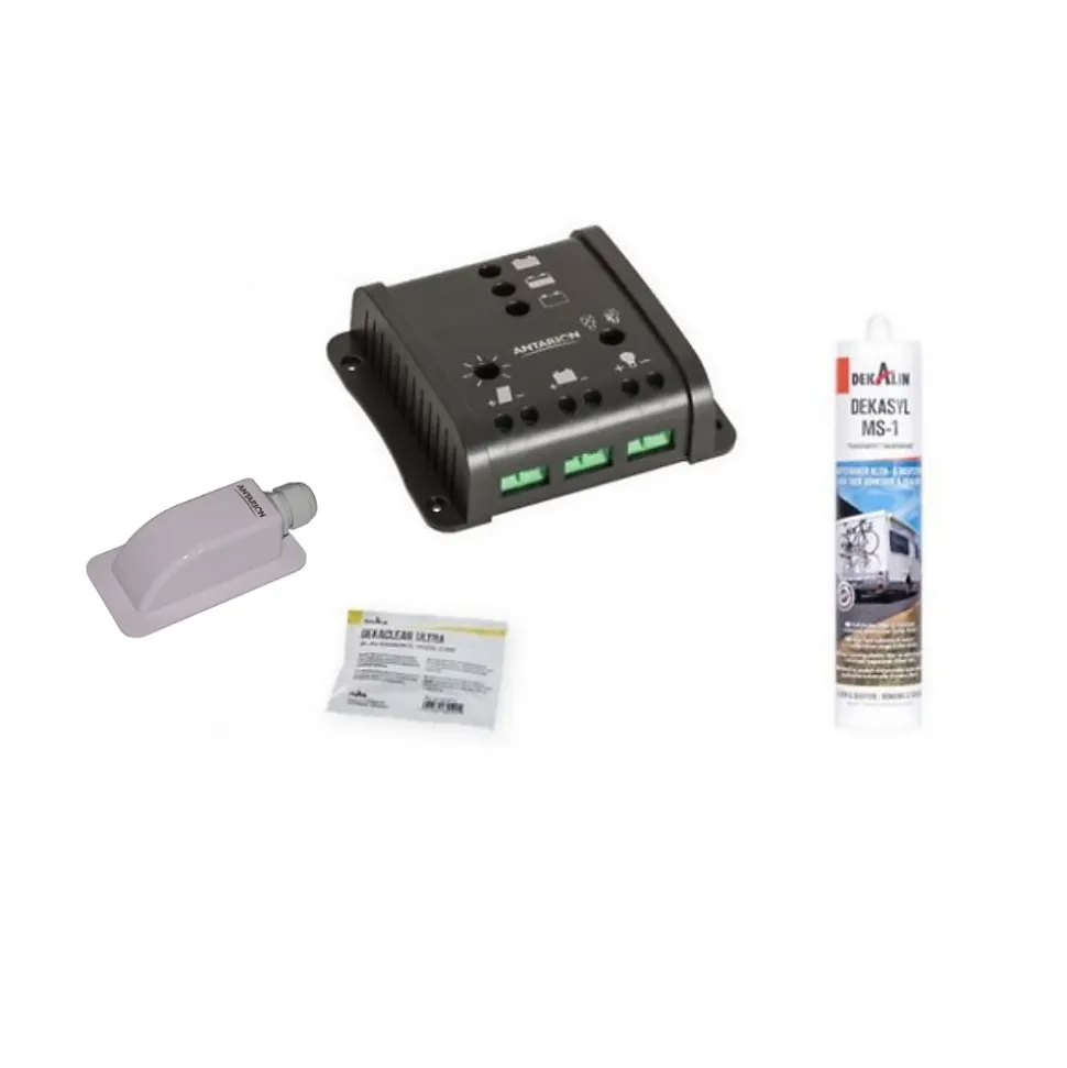 PACK BLACK BOOSTER 170W Seul Panneau solaire Camping Car + Kit de pose solaire avec Régulateur de Charge ANTARION