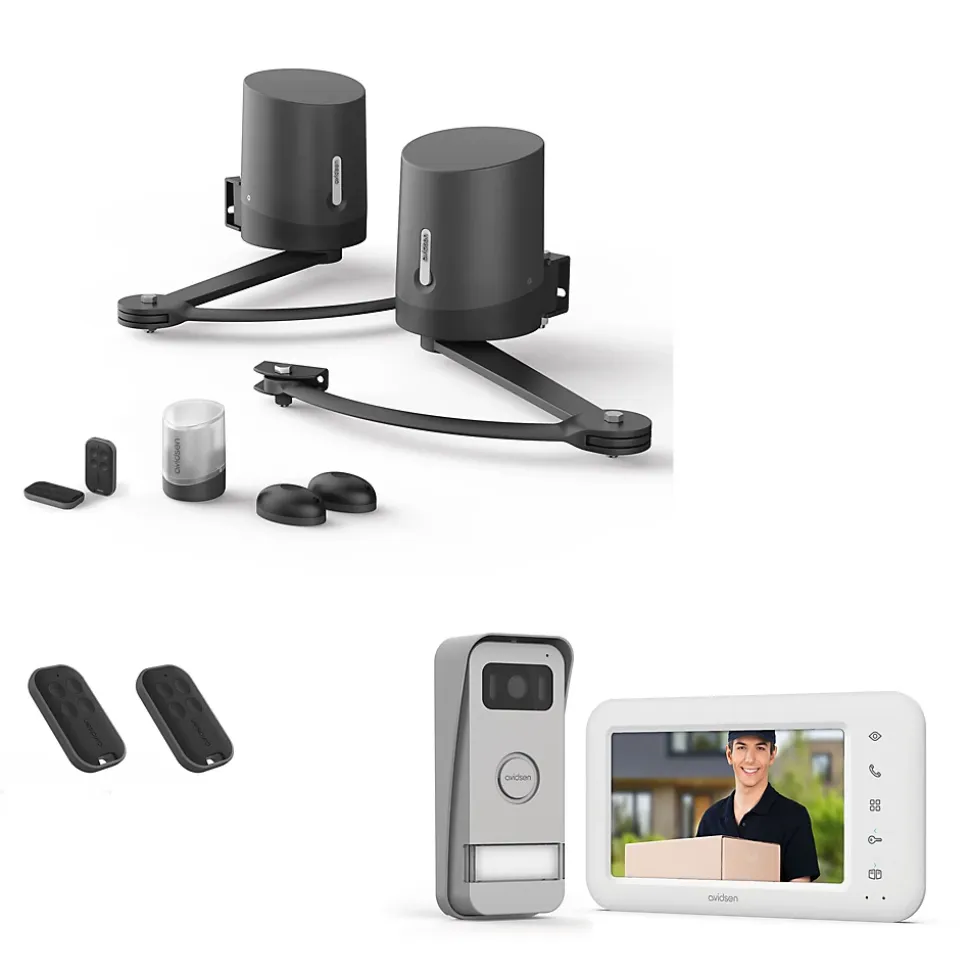 Pack 100% connecté avec motorisation portail battant Orane Connect + Visiophone Elia Smart 2 + 2 télécommandes supplémentaires