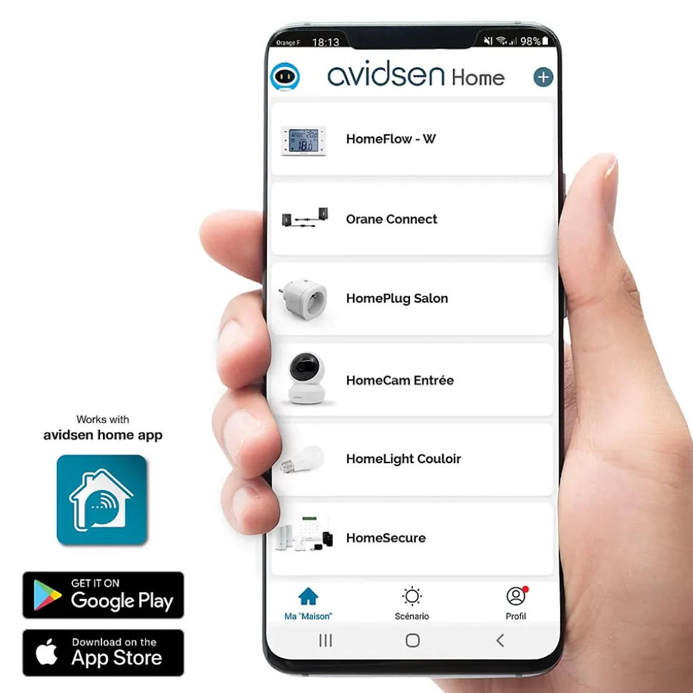 Pack 100% connecté avec motorisation portail battant Orane Connect + Visiophone Elia Smart 2 + 2 télécommandes supplémentaires