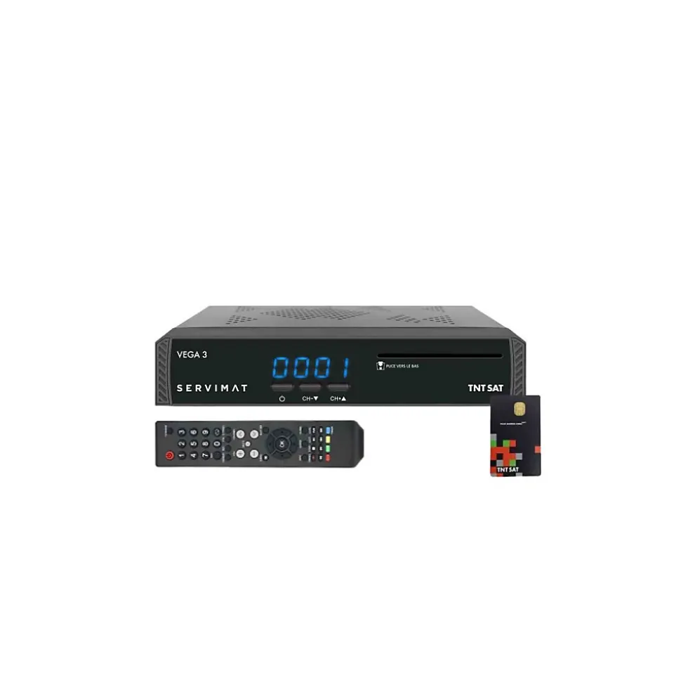PACK III Récepteur TV satellite Full HD + Carte d'accès TNTSAT V6 Astra 19.2E + Câble HDMI SERVIMAT
