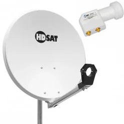 Pack Parabole satellite acier 65cm + LNB Twin HD 4K 0,1dB idéal Astra Eutelsat HDSAT