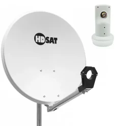 Pack Parabole satellite acier 60cm + LNB Single HD 4K HDSAT