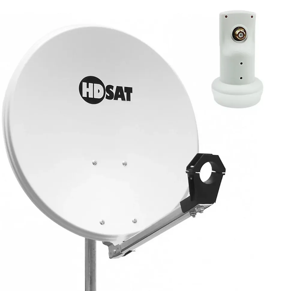 Pack Parabole satellite acier 60cm + LNB Single HD 4K HDSAT
