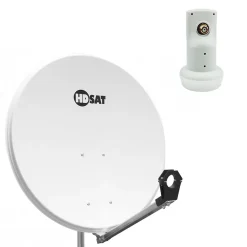 Pack Parabole satellite acier 80cm + LNB Single HD 4K idéal ASTRA EUTELSAT HDSAT