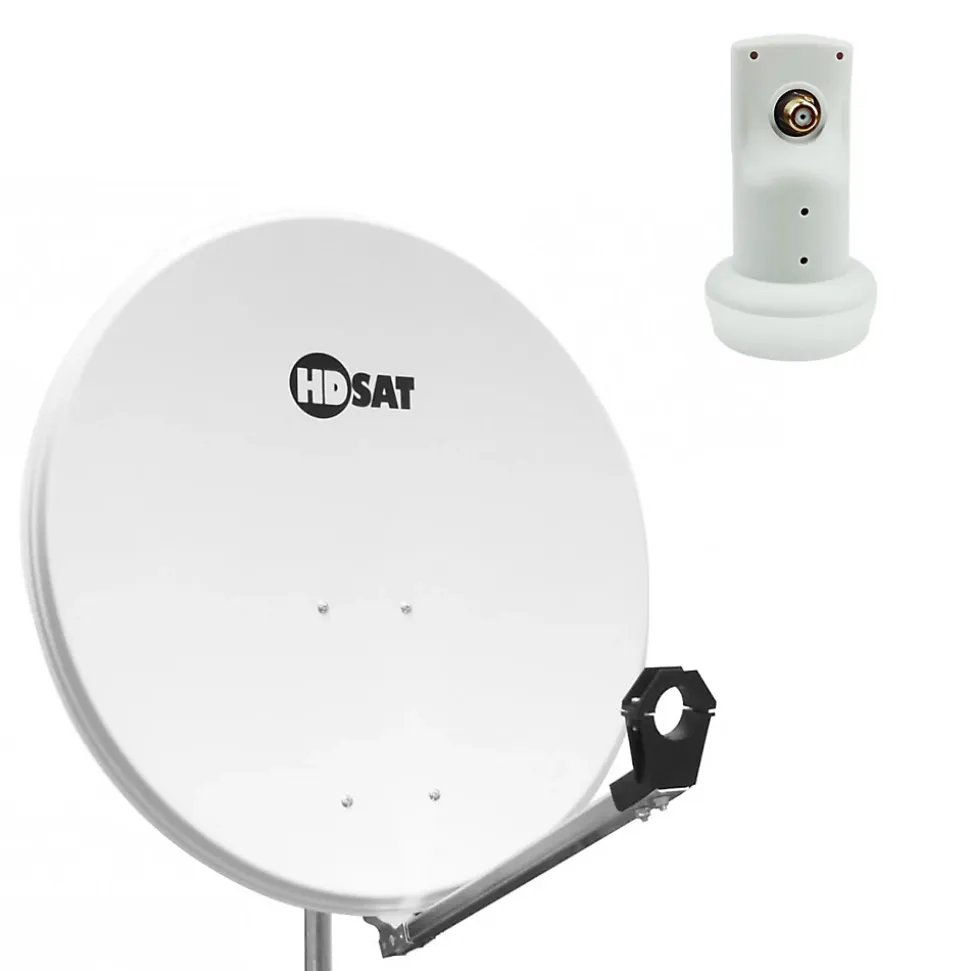 Pack Parabole satellite acier 80cm + LNB Single HD 4K idéal ASTRA EUTELSAT HDSAT