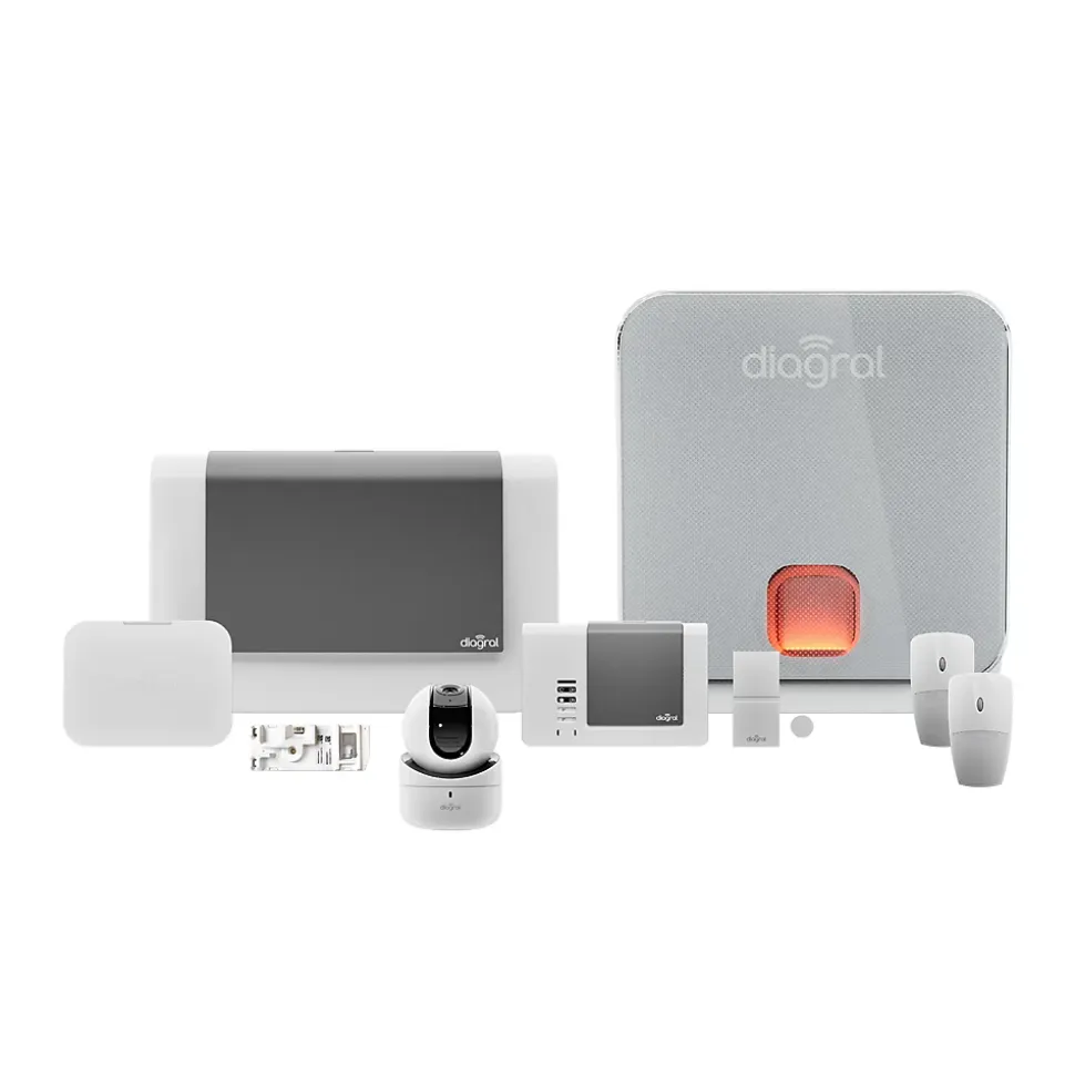 Pack alarme Diagral Précision sirène / GSM DIAG04CSF + Caméra connectée intérieure motorisée DIAG23VCF