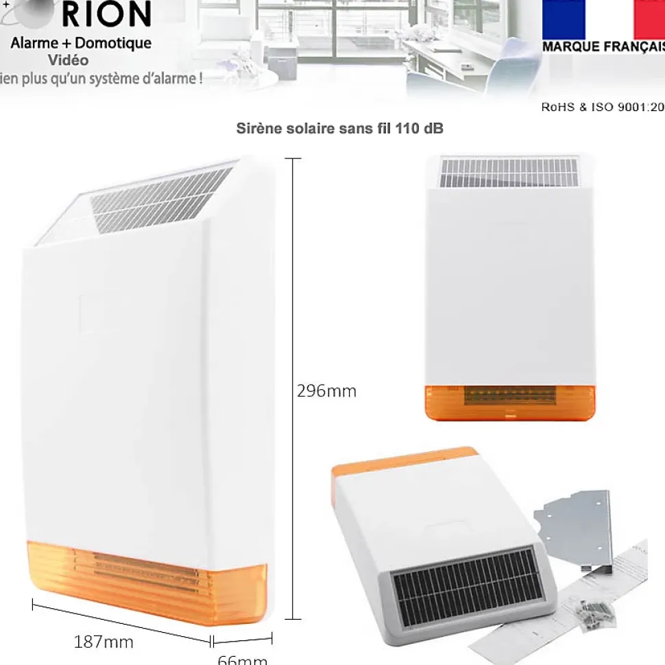Pack alarme ORION sans fil connectée IP + GSM 4G avec sirène solaire - pour maison 5 à 7 piéces.