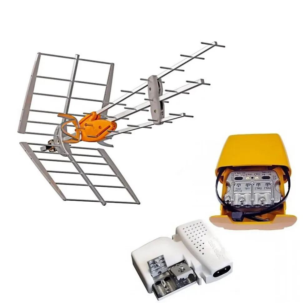 Pack Antenne Rateau TNT DAT HD BOSS UHF Gain 42dB + Alimentation 24V + Amplificateur Easy F - Televes 149921 TELEVES