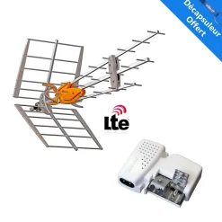 Pack Antenne TNT DAT HD BOSS UHF Gain 42dBi + Alimentation 24V TELEVES