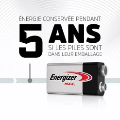 Pack de 3 - Energizer Max Alcaline 9V, pack de 2 Piles
