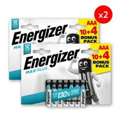 Pack de 2 - Energizer Max Plus Alcaline AAA/LR03, pack de 10+4 Piles