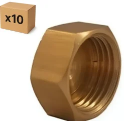 PACK de 10 bouchons femelle laiton a visser pour installation de plomberie chauffage sanitaire diamètre 3/8" (12x17)