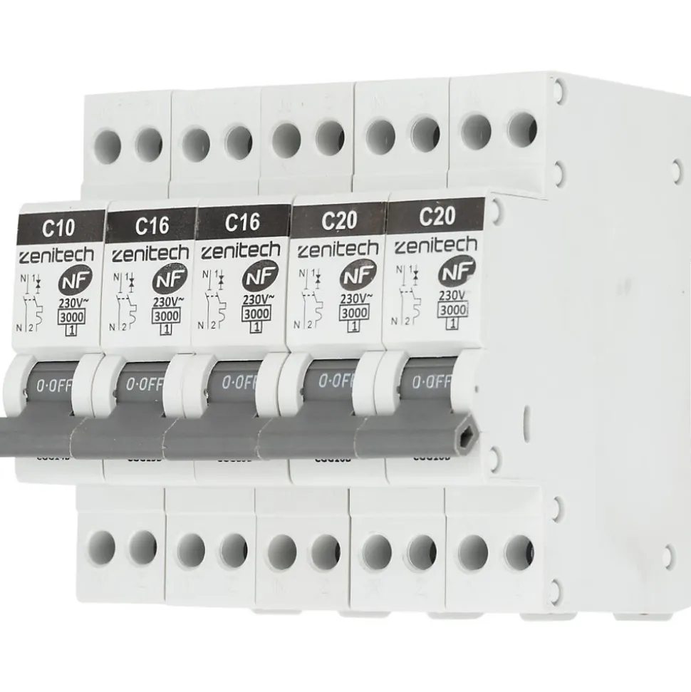 Pack de 5 disjoncteurs 1x10A + 2x16A + 2x20A - Zenitech
