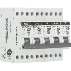 Pack de 5 disjoncteurs 1x10A + 2x16A + 2x20A - Zenitech