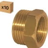 PACK de 10 réductions laiton a visser mâle/femelle installation plomberie chauffage diamètre 1/2" (15x21) femelle 3/8" (12x17)
