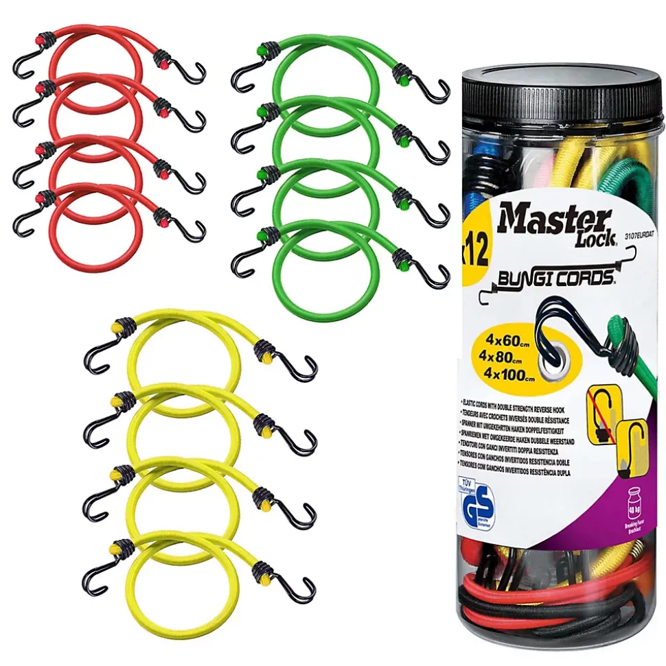 Pack de 12 tendeurs de différentes tailles Master Lock Twin Wire